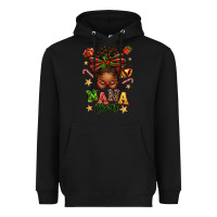Black Nana Claus Afro Messy Bun Heavyweight Hoodie - texasbilliewilder