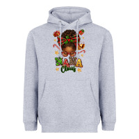 Heather Grey Nana Claus Afro Messy Bun Heavyweight Hoodie - texasbilliewilder