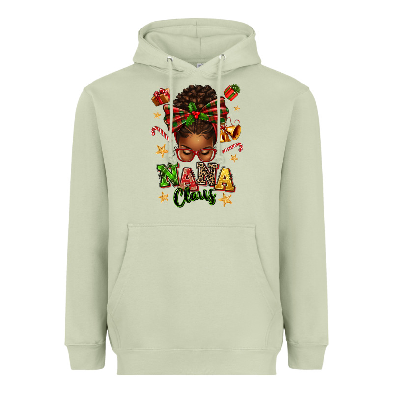 Nana Claus Afro Messy Bun Heavyweight Hoodie by texasbilliewilder | Teevron