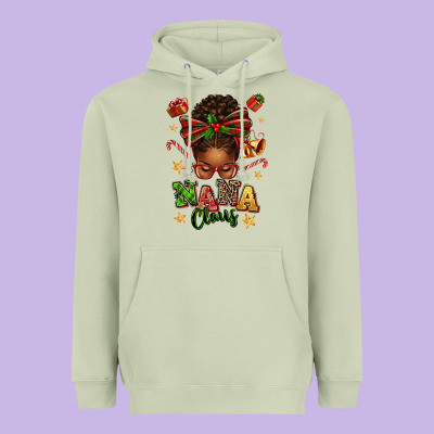 Nana Claus Afro Messy Bun Heavyweight Hoodie Designed By Texasbilliewilder