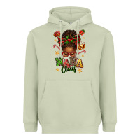 Matcha Nana Claus Afro Messy Bun Heavyweight Hoodie - texasbilliewilder