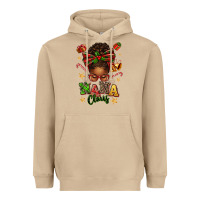 Mushroom Nana Claus Afro Messy Bun Heavyweight Hoodie - texasbilliewilder