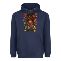 Navy Nana Claus Afro Messy Bun Heavyweight Hoodie - texasbilliewilder