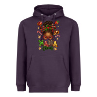 Plum Nana Claus Afro Messy Bun Heavyweight Hoodie - texasbilliewilder