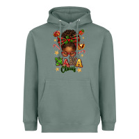 Sage Nana Claus Afro Messy Bun Heavyweight Hoodie - texasbilliewilder