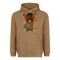 Toasted Coconut Nana Claus Afro Messy Bun Heavyweight Hoodie - texasbilliewilder
