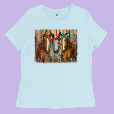 Horses With Bandanas Ladies Tee Designed By Ranaportraitstore