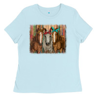 Baby Blue horses with bandanas Ladies Tee - RanaPortraitStore