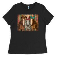 Black horses with bandanas Ladies Tee - RanaPortraitStore