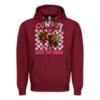 Burgundy cowboy take me away Zipper Hoodie - LillyAllenDesigns