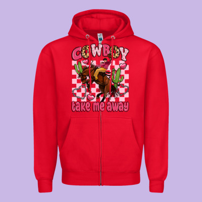 Cowboy Take Me Away Zipper Hoodie Designed By Lillyallendesigns