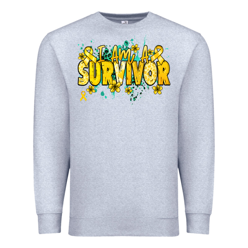 I Am A Survivor Yellow Ribbon Premium Sweatshirt by NancyCooperArtShop | Teevron