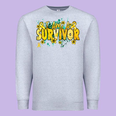 I Am A Survivor Yellow Ribbon Premium Sweatshirt Designed By Nancycooperartshop