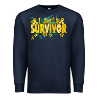 Navy I am a survivor yellow ribbon Premium Sweatshirt - NancyCooperArtShop