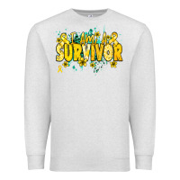 Oatmeal Heather I am a survivor yellow ribbon Premium Sweatshirt - NancyCooperArtShop