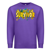 Purple I am a survivor yellow ribbon Premium Sweatshirt - NancyCooperArtShop