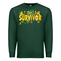 Sports Green I am a survivor yellow ribbon Premium Sweatshirt - NancyCooperArtShop