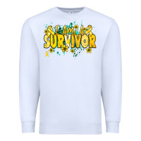 White I am a survivor yellow ribbon Premium Sweatshirt - NancyCooperArtShop