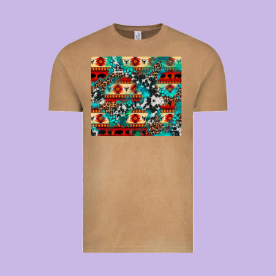 Aztec Leopard Cowhide Turquoise Vintage Tee Designed By Barkaloodesign