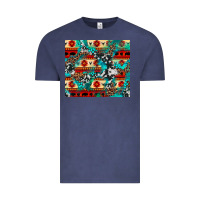 Vintage Denim aztec leopard cowhide turquoise Vintage Tee - BarkalooDesign