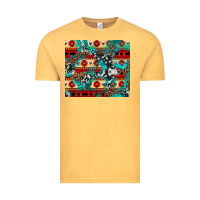 Vintage Mustard aztec leopard cowhide turquoise Vintage Tee - BarkalooDesign