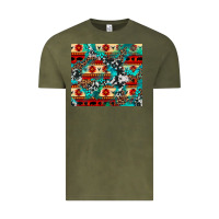 Vintage Olive aztec leopard cowhide turquoise Vintage Tee - BarkalooDesign