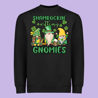 Shamrock With My Gnomies Heavyweight Sweatshirt Designed By Maliassmallbusiness