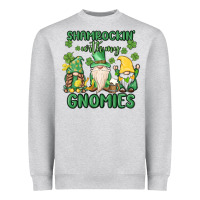Heather Grey shamrock with my gnomies Heavyweight Sweatshirt - MaliasSmallBusiness