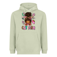 Matcha Afro Messy Bun Cat Mom Heavyweight Hoodie - texasbilliewilder