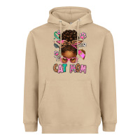 Mushroom Afro Messy Bun Cat Mom Heavyweight Hoodie - texasbilliewilder