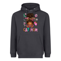 Smoke Afro Messy Bun Cat Mom Heavyweight Hoodie - texasbilliewilder