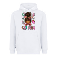 White Afro Messy Bun Cat Mom Heavyweight Hoodie - texasbilliewilder
