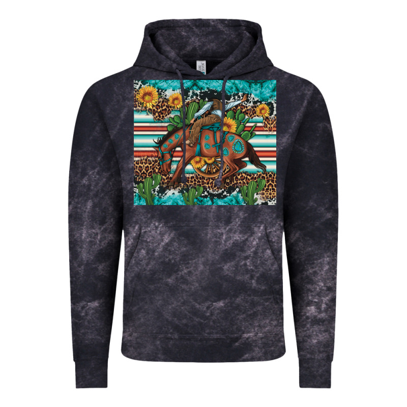 Bucking Bronco Cowboy Rodeo Cactus And Sunflowers Vintage Hoodie by Artiststas | Teevron