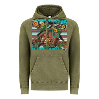 Vintage Olive bucking bronco cowboy rodeo cactus and sunflowers Vintage Hoodie - Artiststas