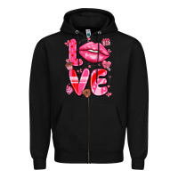 Black love with lips Zipper Hoodie - LillyAllenDesigns