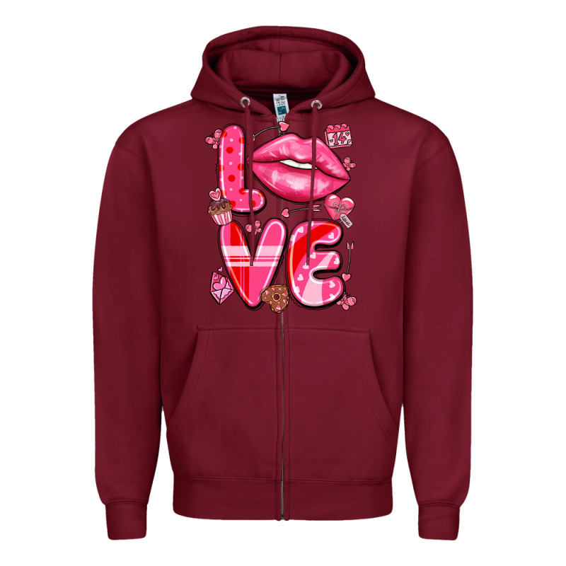 Love With Lips Zipper Hoodie by LillyAllenDesigns | Teevron