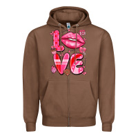 Chestnut love with lips Zipper Hoodie - LillyAllenDesigns