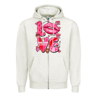 Oatmeal Heather love with lips Zipper Hoodie - LillyAllenDesigns