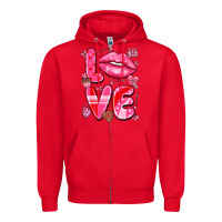 Red love with lips Zipper Hoodie - LillyAllenDesigns