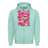 Seafoam love with lips Zipper Hoodie - LillyAllenDesigns
