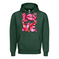 Sports Green love with lips Zipper Hoodie - LillyAllenDesigns