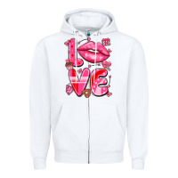 White love with lips Zipper Hoodie - LillyAllenDesigns