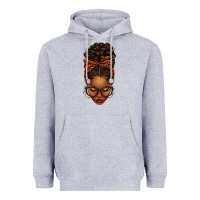 Heather Grey afro messy bun orange leopard bow Heavyweight Hoodie - texasbilliewilder