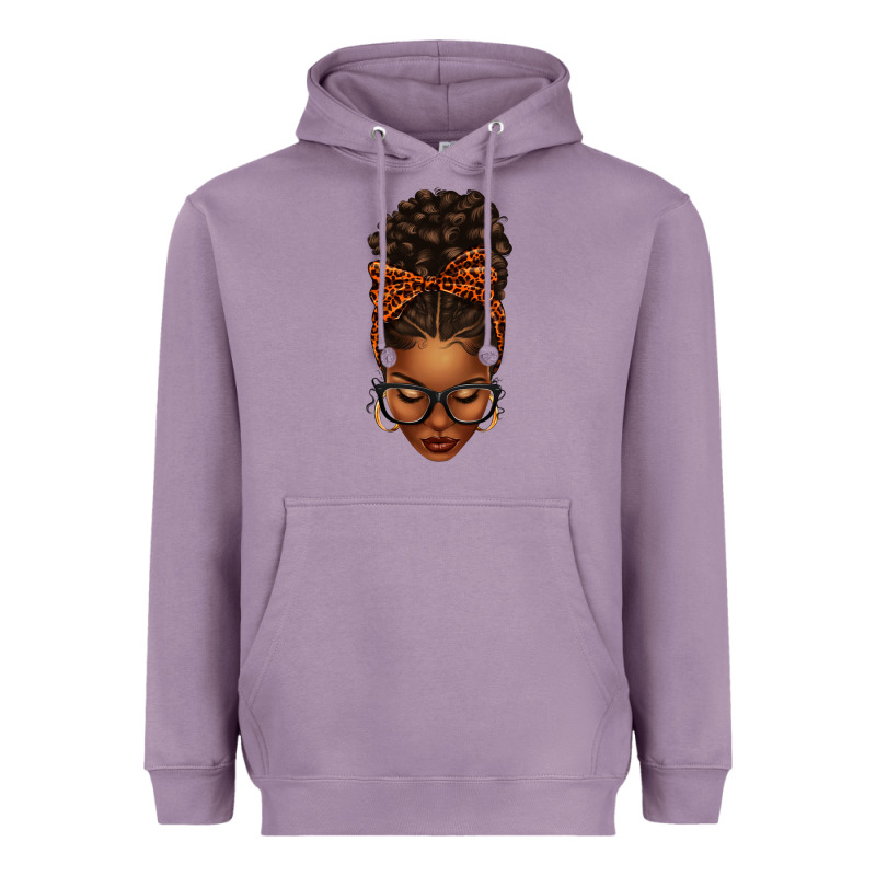 Afro Messy Bun Orange Leopard Bow Heavyweight Hoodie by texasbilliewilder | Teevron