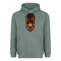 Sage afro messy bun orange leopard bow Heavyweight Hoodie - texasbilliewilder