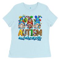 Baby Blue autism awareness gnomes Ladies Tee - Zillion Design Studio