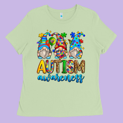 Autism Awareness Gnomes Ladies Tee Designed By Zillion Design Studio