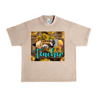 French Oak Western Teacher Pencil With Sunflowers Urban Heavy Tee - LillyAllenDesigns