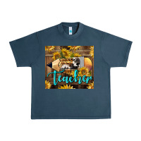 Midnight Navy Western Teacher Pencil With Sunflowers Urban Heavy Tee - LillyAllenDesigns