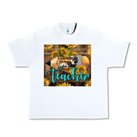 White Western Teacher Pencil With Sunflowers Urban Heavy Tee - LillyAllenDesigns